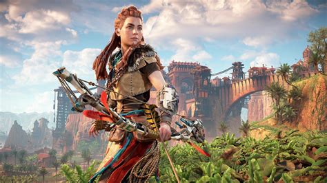 Aloy luchando contra una máquina gigante en Horizon Zero Dawn