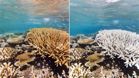 Coral sano vs coral blanqueado