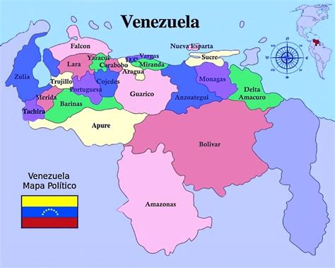 Mapa de Venezuela con Guarenas y Carabobo resaltados