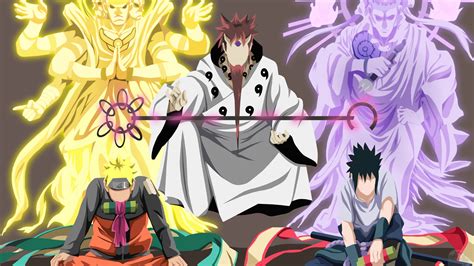 Hagoromo Otsutsuki otorgando poder a Naruto y Sasuke