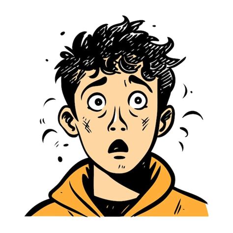 Ilustración de un personaje de manga con expresión de miedo y rodeado de sombras
