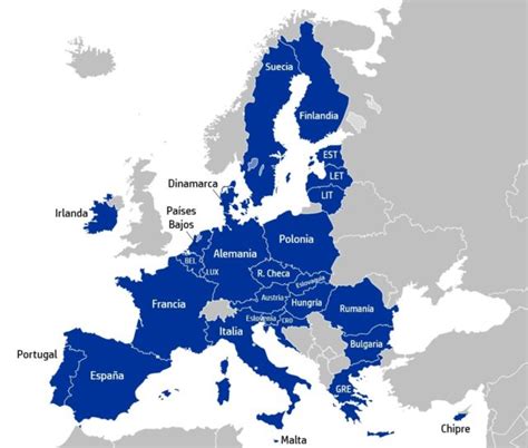 Mapa de la Unión Europea y países de envío internacional