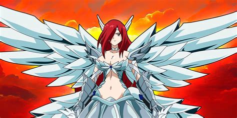 Ilustración de Erza Scarlet con diferentes armaduras
