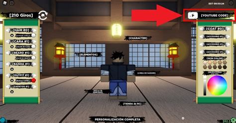 Captura de pantalla del menú de Shindo Life mostrando el campo de códigos