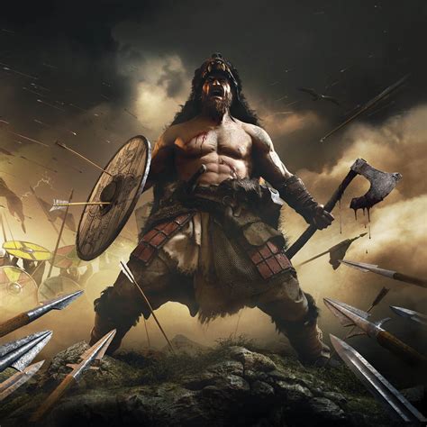 Representación artística de guerreros berserker en combate