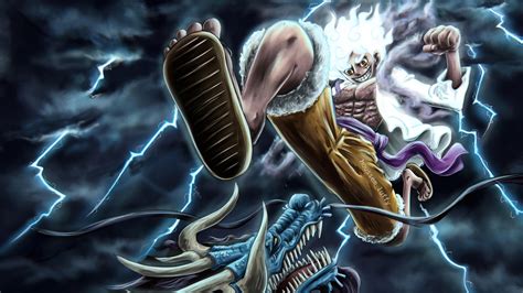 Luffy enfrentándose a Kaidou en un duelo