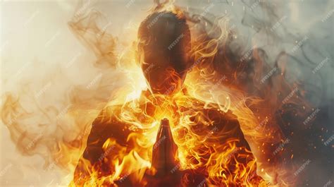 Ilustración de un guerrero envuelto en llamas con una expresión de furia.