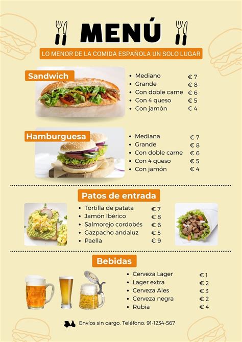 Fotografía de un menú de comida de espectáculo