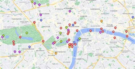 Mapa de Londres con iconos de moda y finanzas