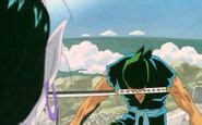 Zoro a punto de atacar letalmente a Pin Joker