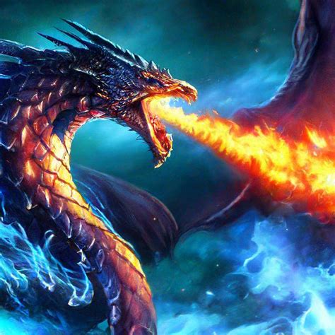 Dragón de fuego azul
