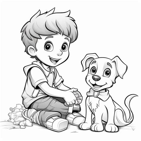 Un niño y un perro junto a un árbol gigante en las ruinas