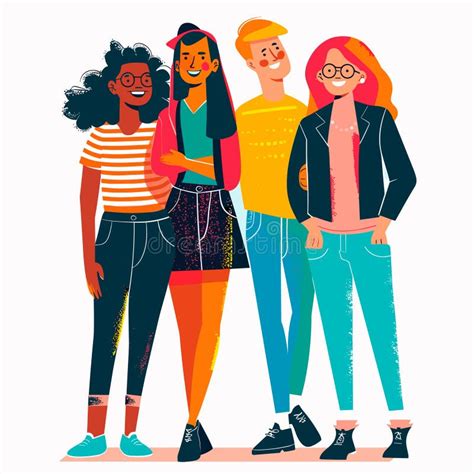 Ilustración de los cuatro personajes principales juntos
