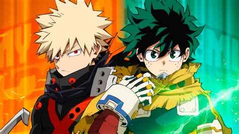 Izuku Midoriya y Katsuki Bakugo en un enfrentamiento