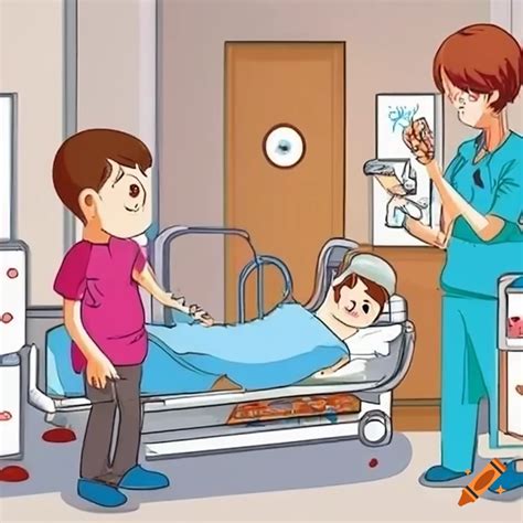 Ilustración de un personaje femenino cuidando a un niño con aspecto herido.