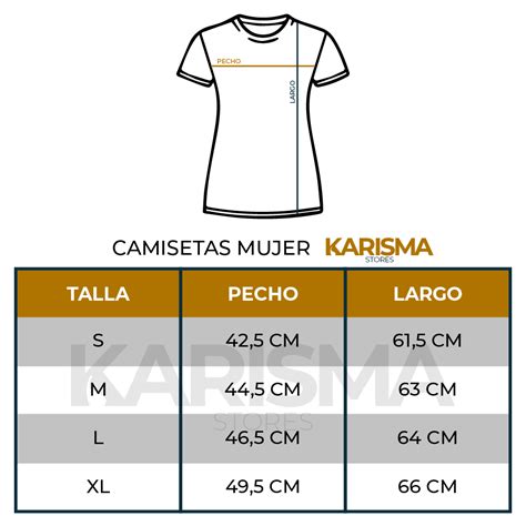 Tabla de tallas de camisetas para mujer