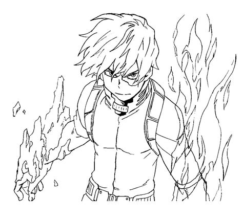 Página para colorear de Shoto Todoroki en acción