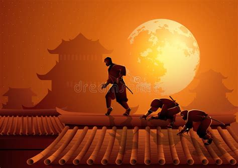 Ilustración de ninjas en misión