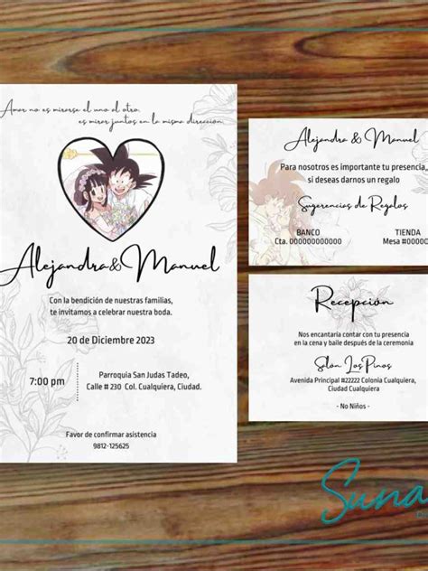 Invitación de boda estilo Dragon Ball