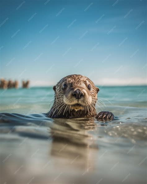 Una nutria marina nadando en el océano