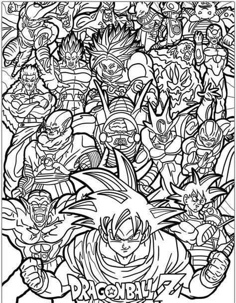 Ejemplo de un juego de colorear con personajes de Dragon Ball