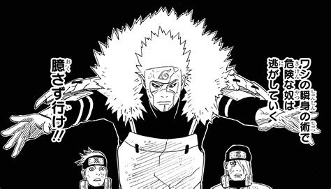 Ilustración de Tobirama utilizando la Técnica del Dios Relámpago.