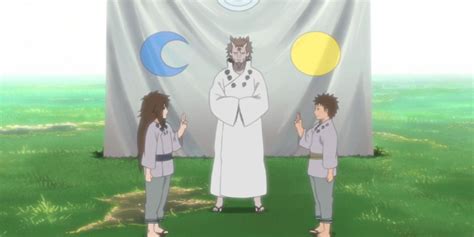 Hagoromo Otsutsuki enseñando a sus hijos Indra y Asura