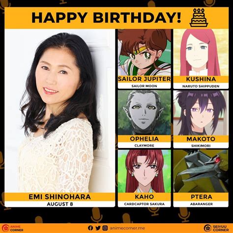 Collage de personajes doblados por Emi Shinohara