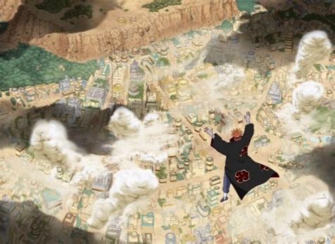 Destrucción de Konoha por el Shinra Tensei de Pain
