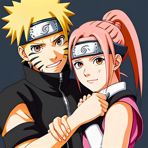 Sakura y Naruto tomados de la mano, sonriendo