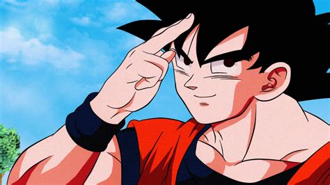 Goku despidiéndose de sus amigos y subiendo a Shenron