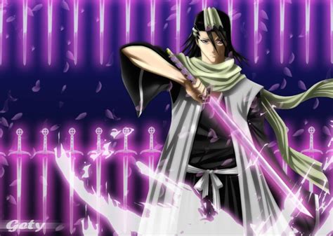 Ilustración de Byakuya Kuchiki usando su Bankai, Senbonzakura Kageyoshi