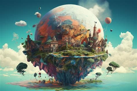 Arte conceptual de un mundo de fantasía con elementos asiáticos