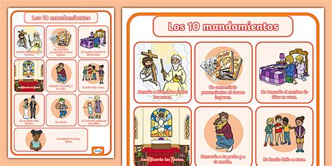 Representación visual de los Diez Mandamientos y sus símbolos