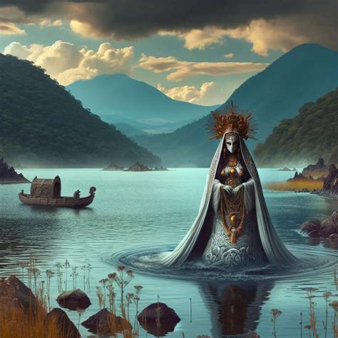 Representación artística de titanes emergiendo de un lago