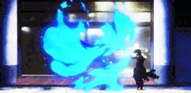 Dabi usando su Llama Azul