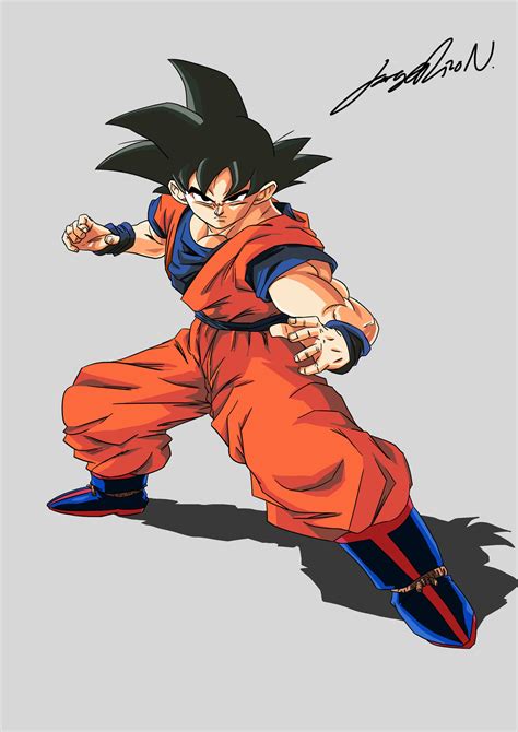 Ilustración de Goku en pose de batalla