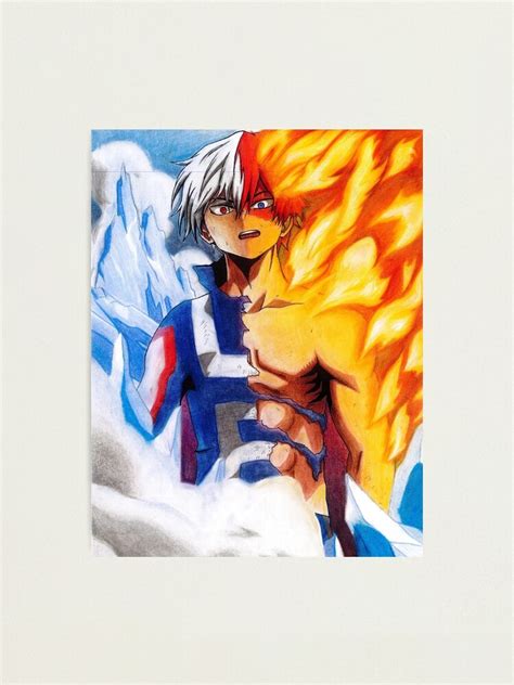 Ilustración de las habilidades de hielo y fuego de Todoroki