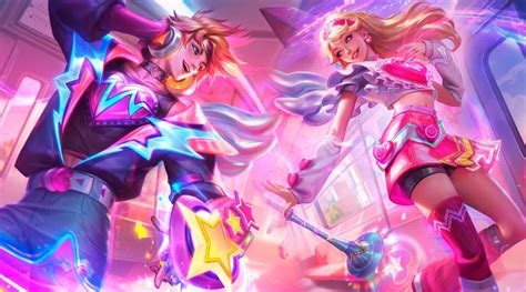 Ilustración de Ezreal y Lux compartiendo una bebida