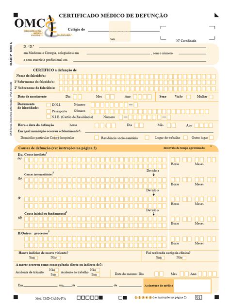 Médico emitindo um certificado de óbito