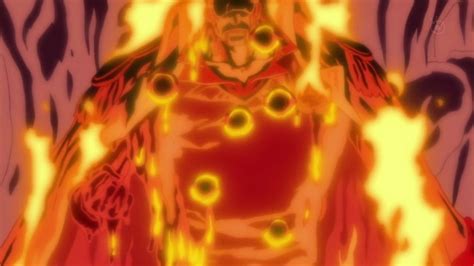 Akainu transformando su cuerpo en magma