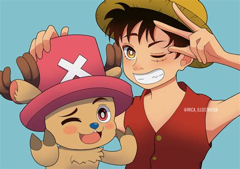 Luffy y Chopper comiendo chocolate en Totto Land