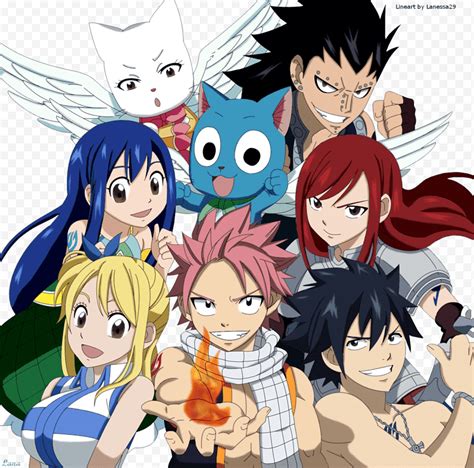 Ilustración de miembros de Fairy Tail luchando juntos