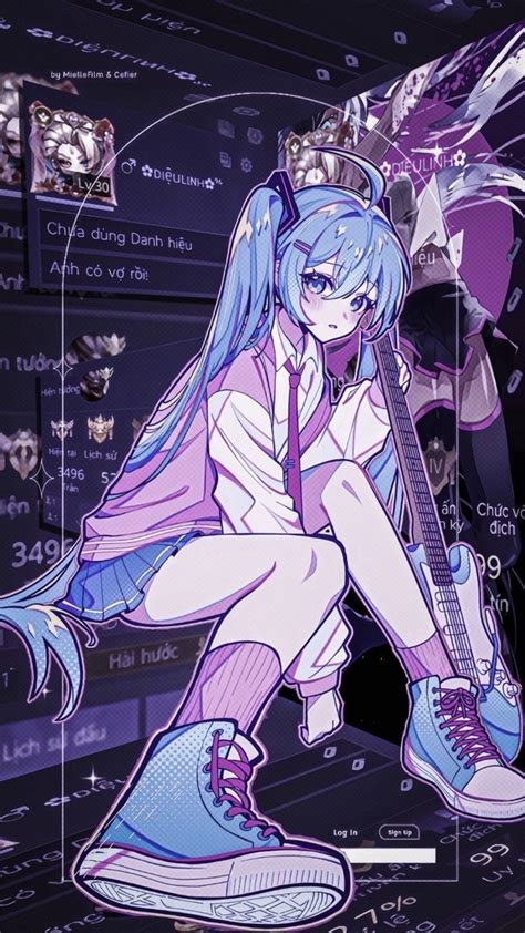Ilustración de Hatsune Miku con su característico cabello azul y puerro.