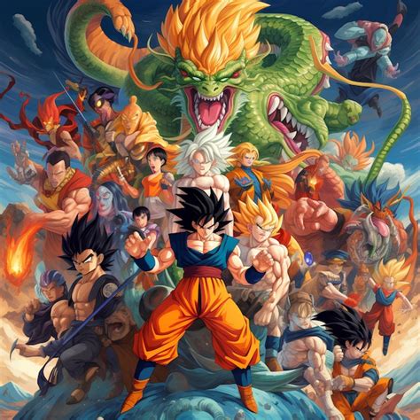 Ilustración de personajes de Dragon Ball Z realizando una fusión