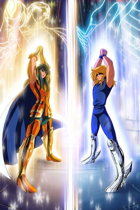 Escena de combate entre Camus y Hyoga