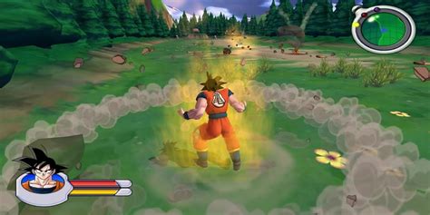 Captura de pantalla de un videojuego de Dragon Ball Z mostrando a Goku