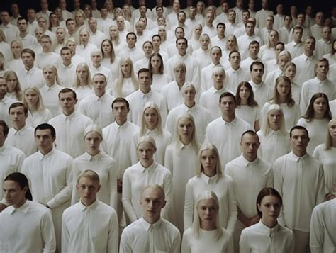 Grupo de personas vestidas de blanco declarando la guerra a la Sociedad de Almas