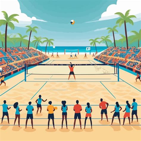 Ilustración de un partido de voleibol