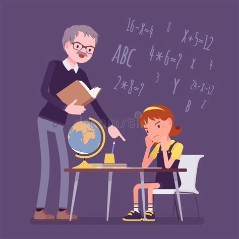 Ilustración de un profesor y su alumna en un entorno escolar